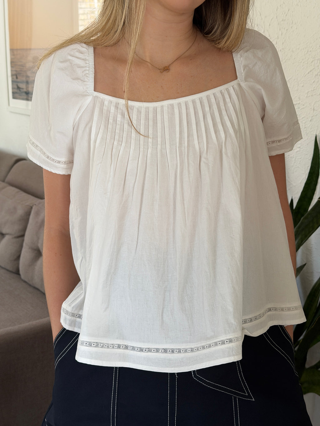 Things Between Daisy White Embroidered Babydoll Top