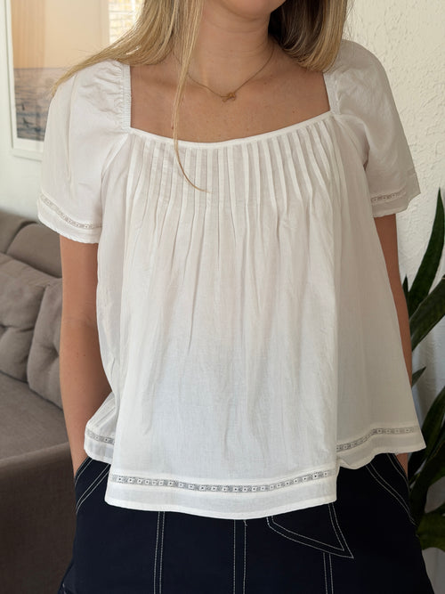 Things Between Daisy White Embroidered Babydoll Top
