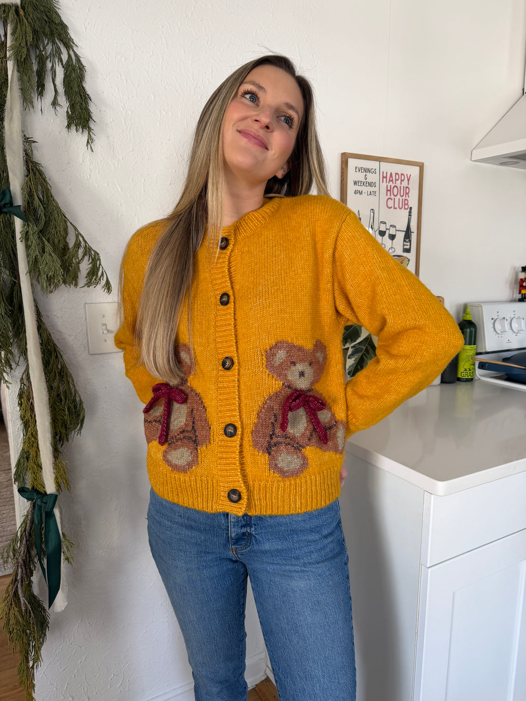 Sofie the Label Emma Teddy Bear Buttoned Cardigan (Yellow)