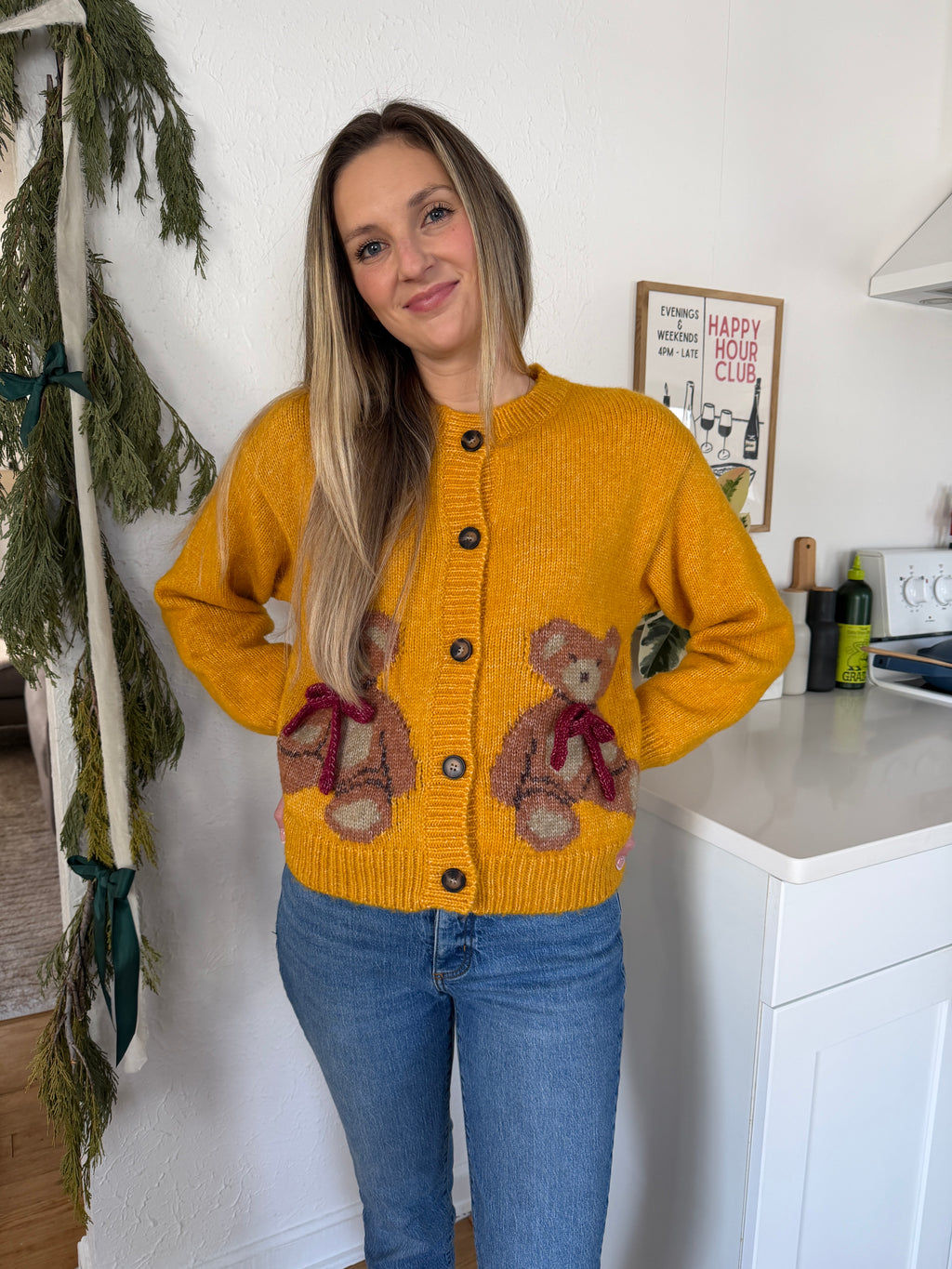 Sofie the Label Emma Teddy Bear Buttoned Cardigan (Yellow)