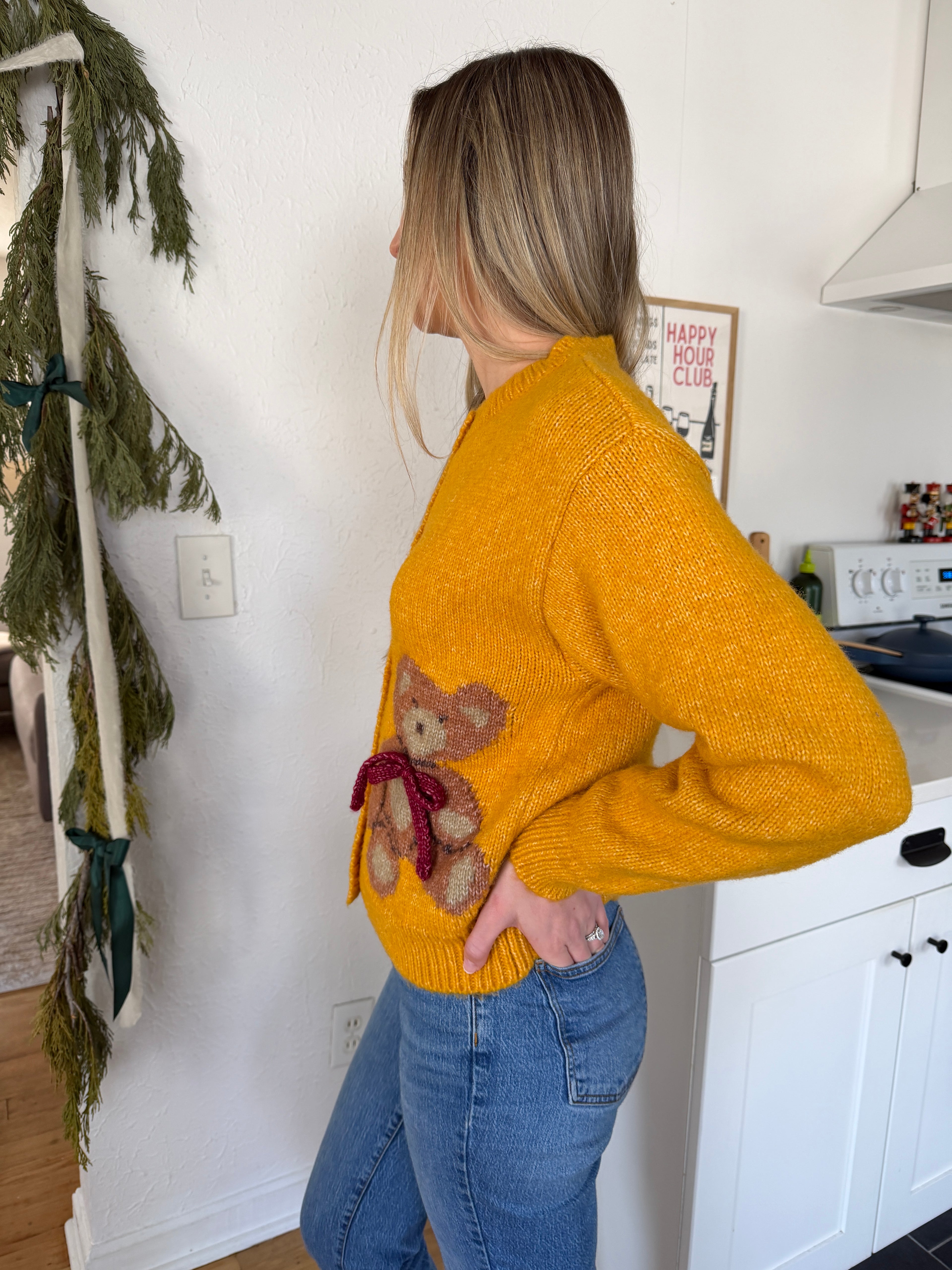 Sofie the Label Emma Teddy Bear Buttoned Cardigan (Yellow)