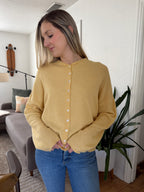 Things Between Piper Knit Rolled Hem Button Cardigan (Honey Yellow)