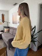 Things Between Piper Knit Rolled Hem Button Cardigan (Honey Yellow)