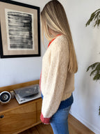 FRNCH Megane Cream Color Block Buttoned Cardigan