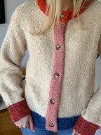 FRNCH Megane Cream Color Block Buttoned Cardigan