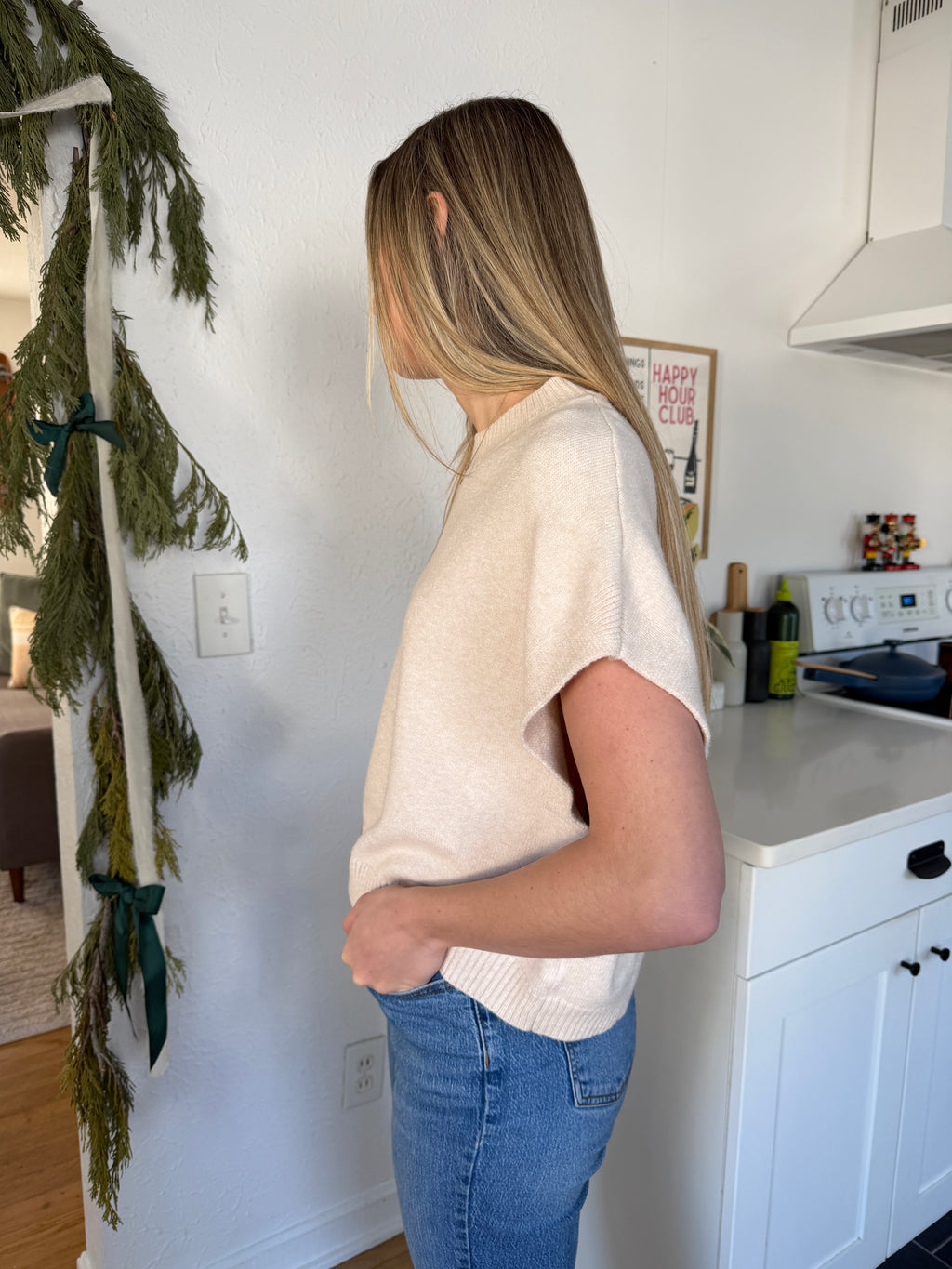 PINCH Heidi Boxy Knit Sleeveless Top (Cream)