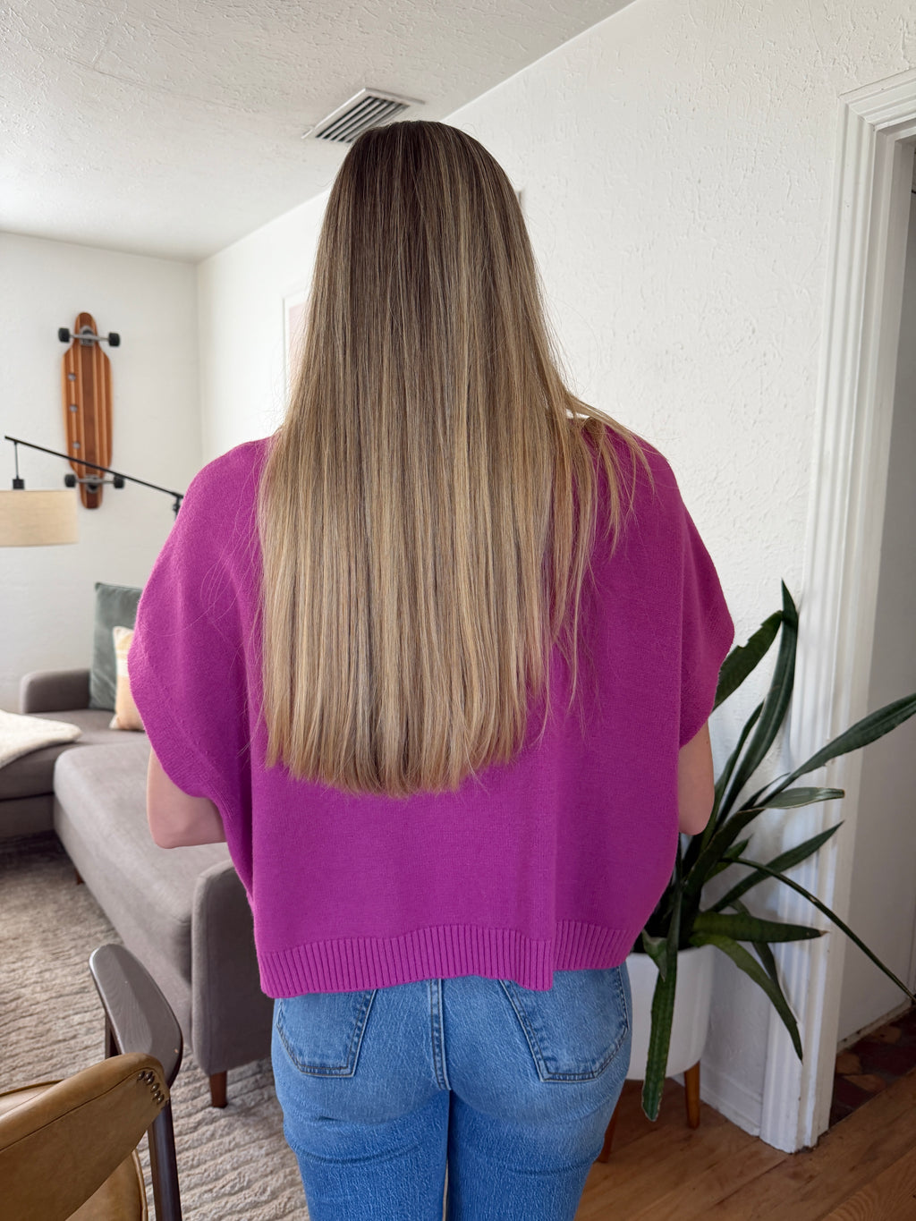 PINCH Heidi Boxy Knit Sleeveless Top (Fuchsia)