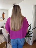 PINCH Heidi Boxy Knit Sleeveless Top (Fuchsia)