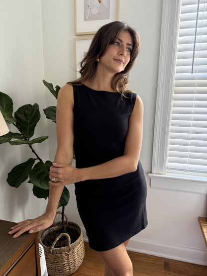 Cameron Soft Knit Tank Fitted Mini Dress (Black)