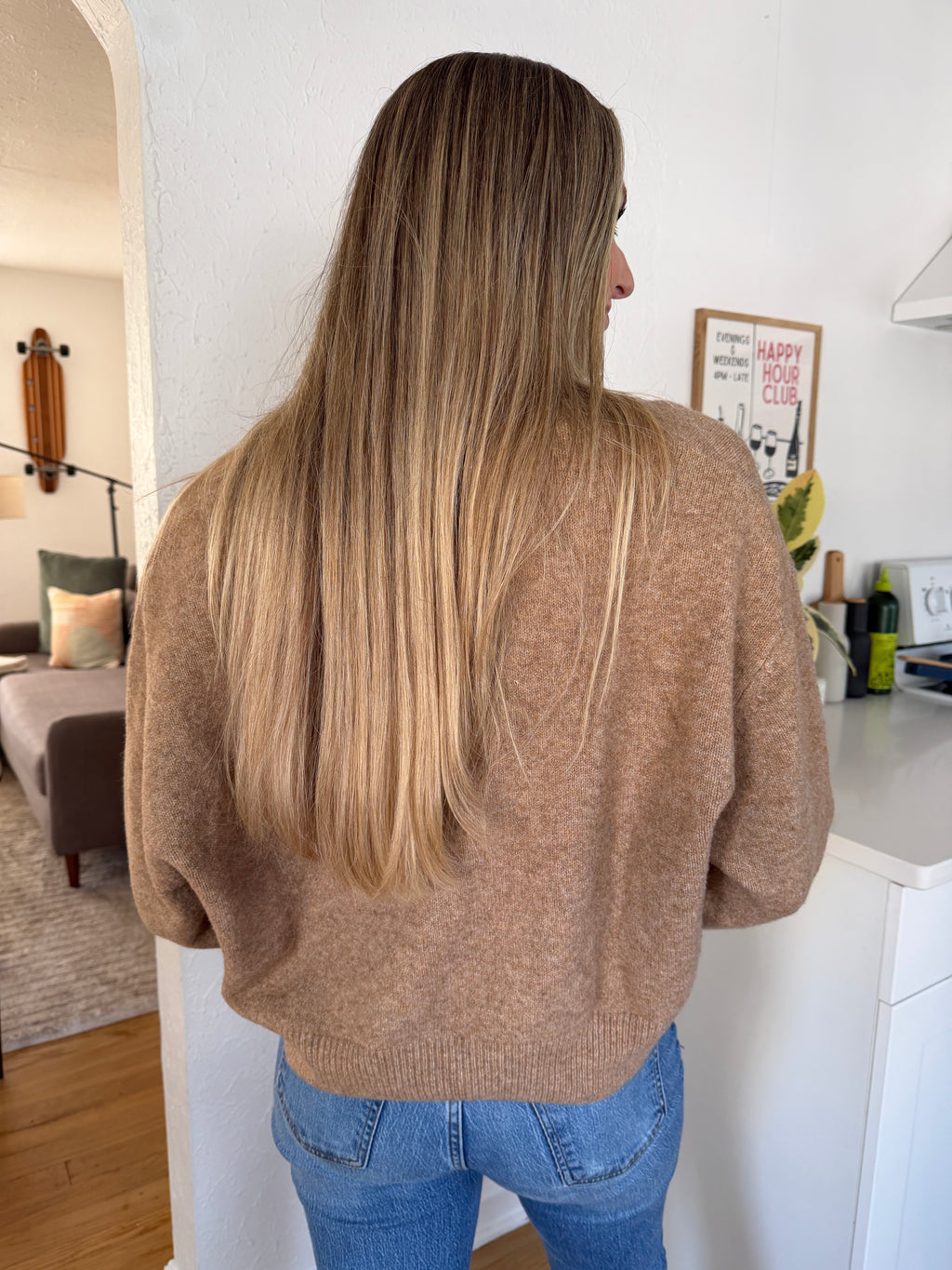 Things Between Emery Knit V-Neck Relaxed Sweater (Beige)