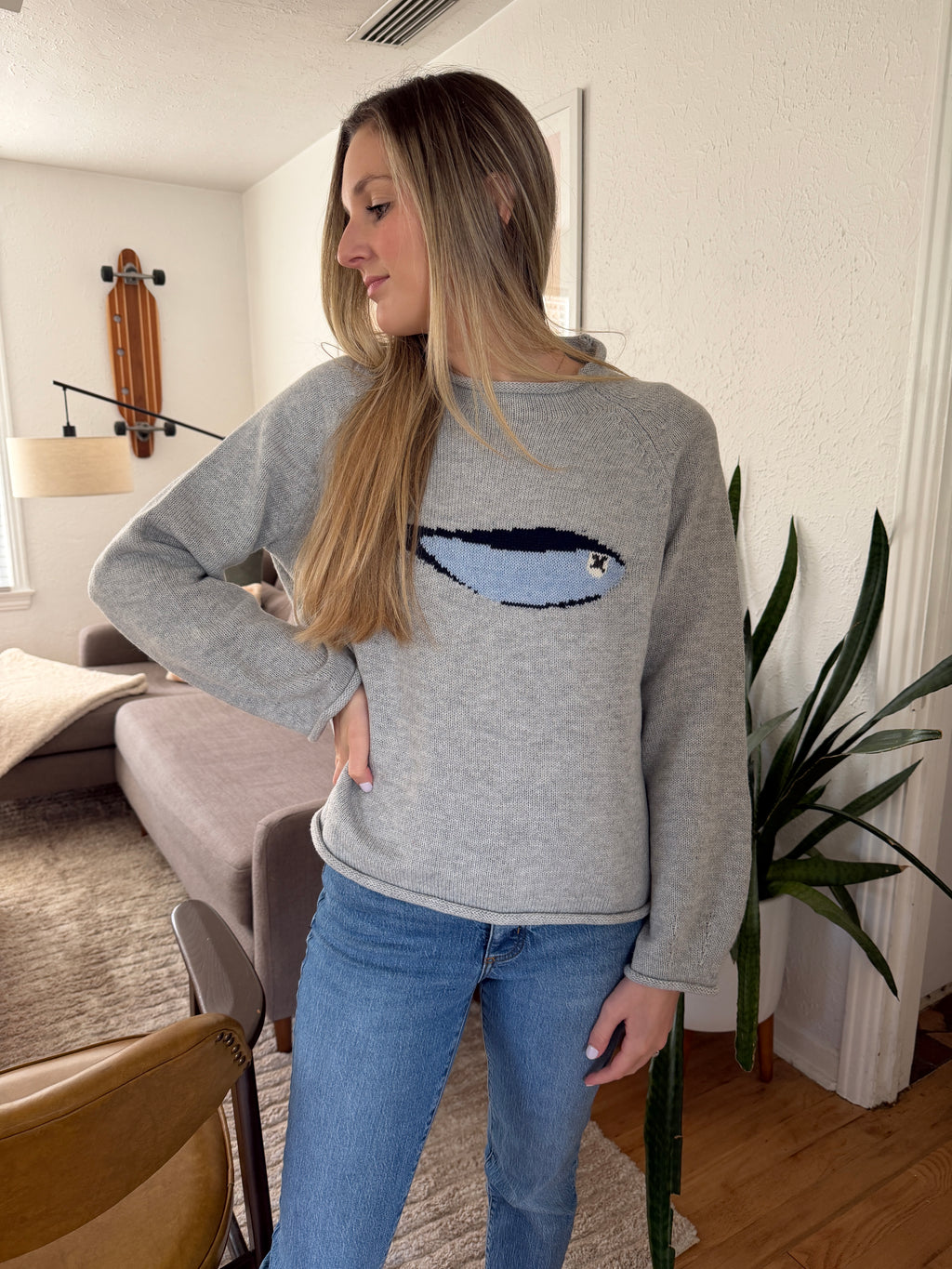 Things Between Poppy Sardine Grey Knit Oversized Sweater