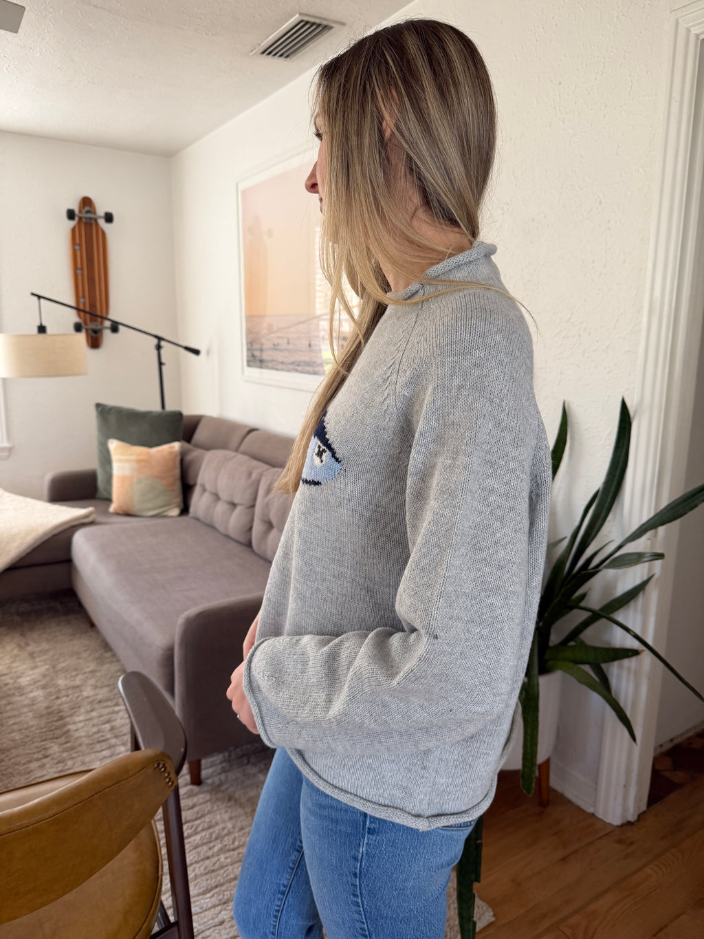 Things Between Poppy Sardine Grey Knit Oversized Sweater