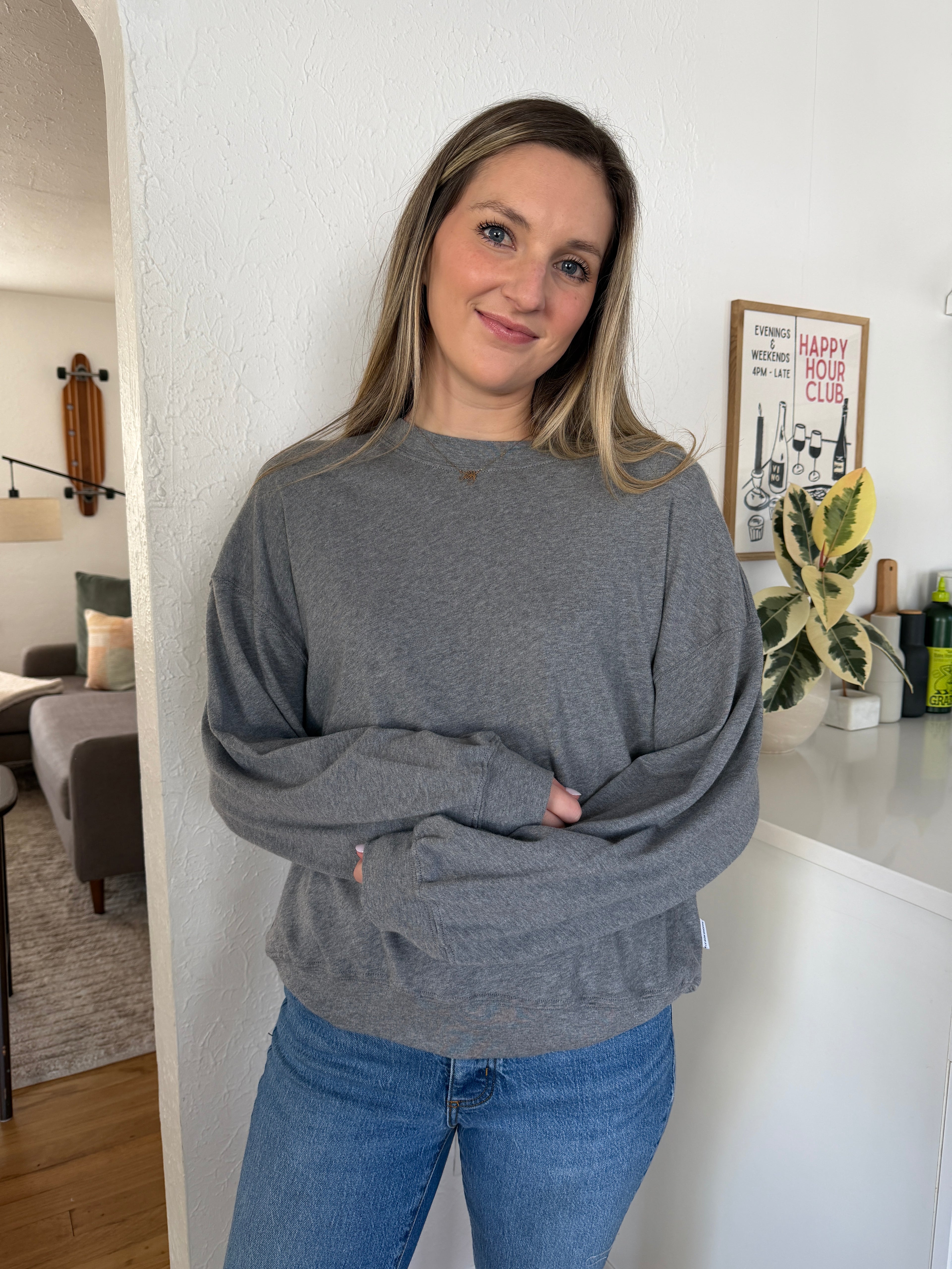 Le Bon Shoppe Cali Jersey Sweatshirt (Melange Grey)