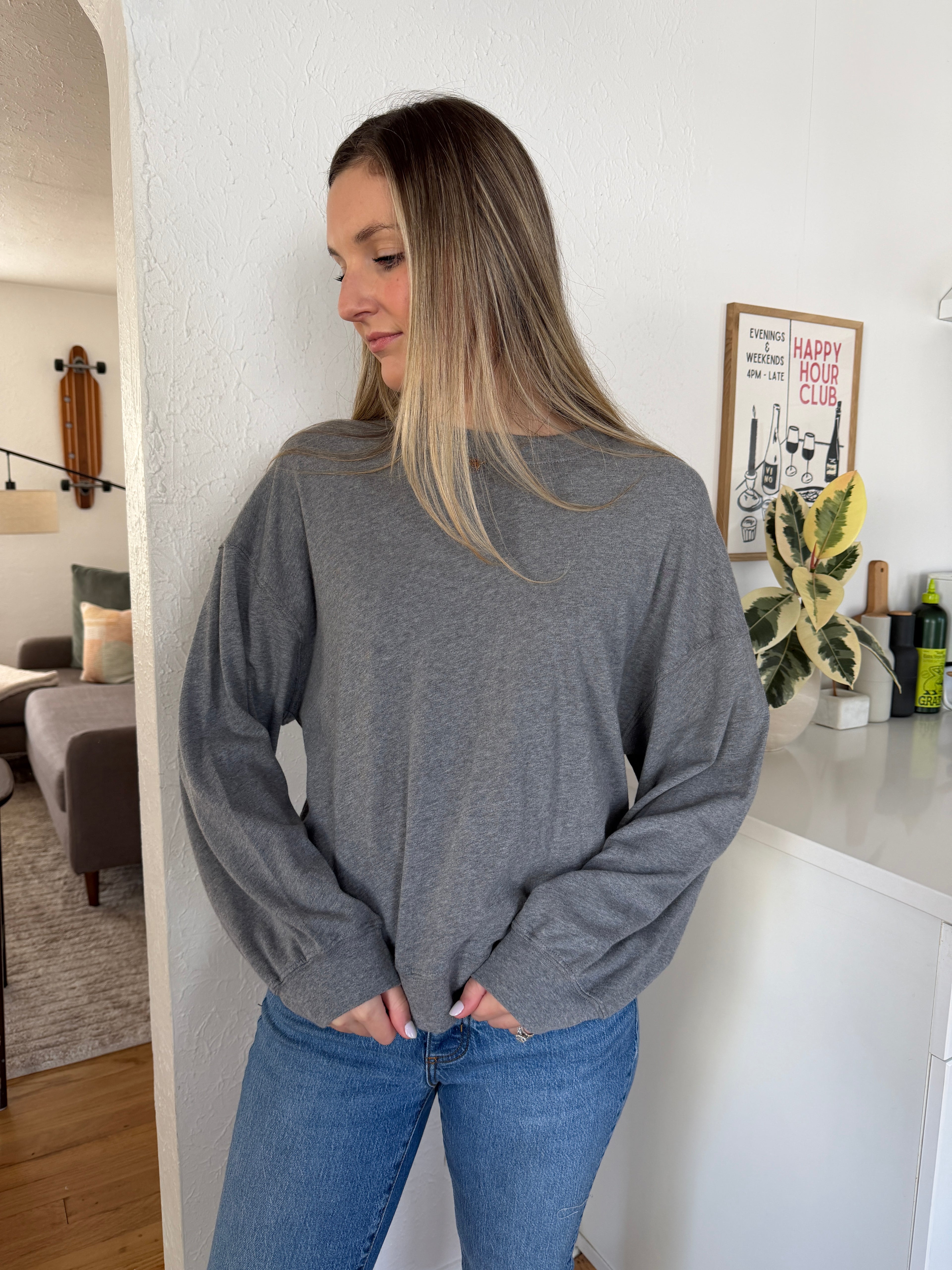 Le Bon Shoppe Cali Jersey Sweatshirt (Melange Grey)