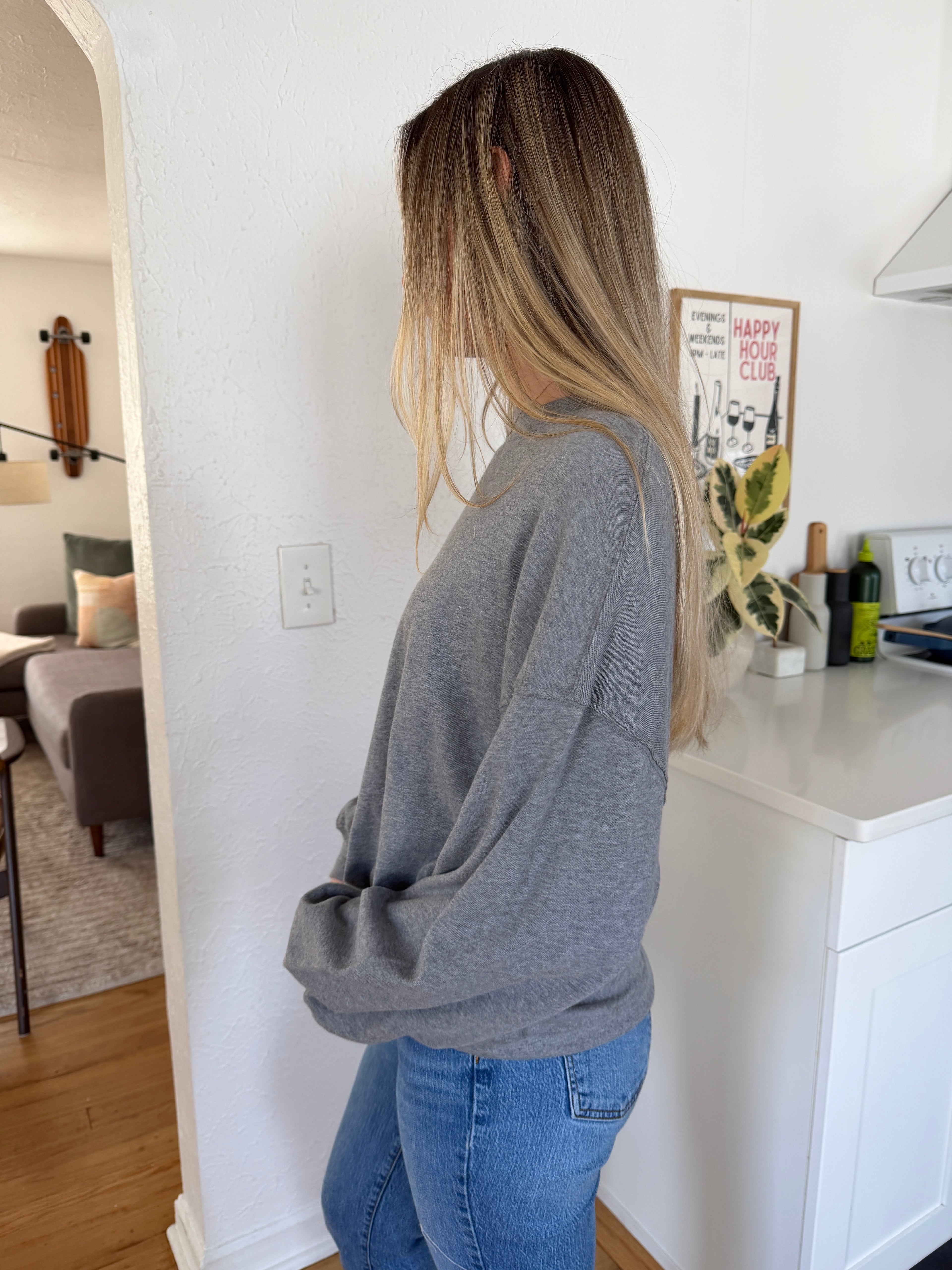 Le Bon Shoppe Cali Jersey Sweatshirt (Melange Grey)