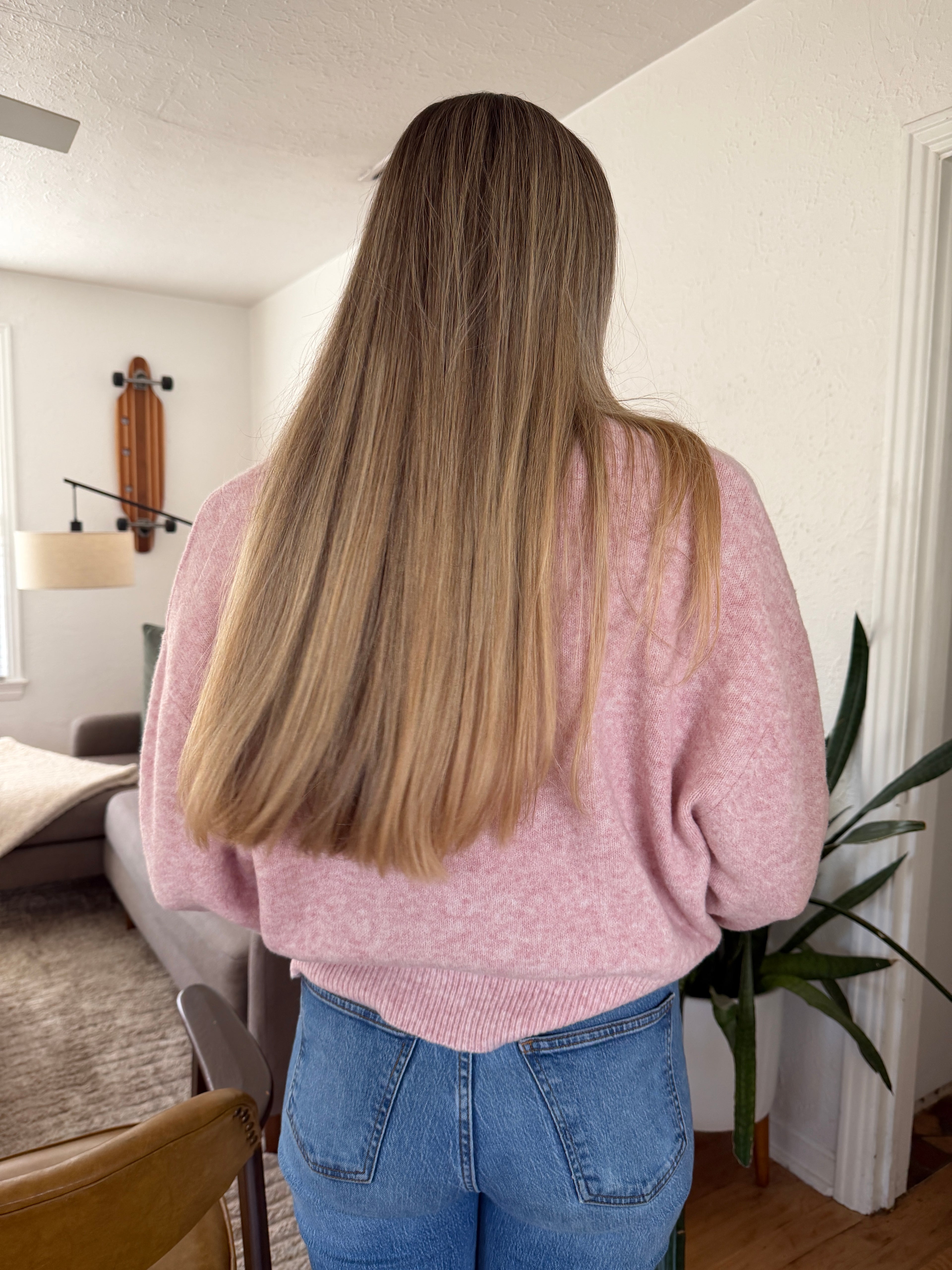 Things Between Emery Knit V-Neck Relaxed Sweater (Pink)