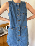 Miou Muse Grace Denim Buttoned Tank Mini Dress
