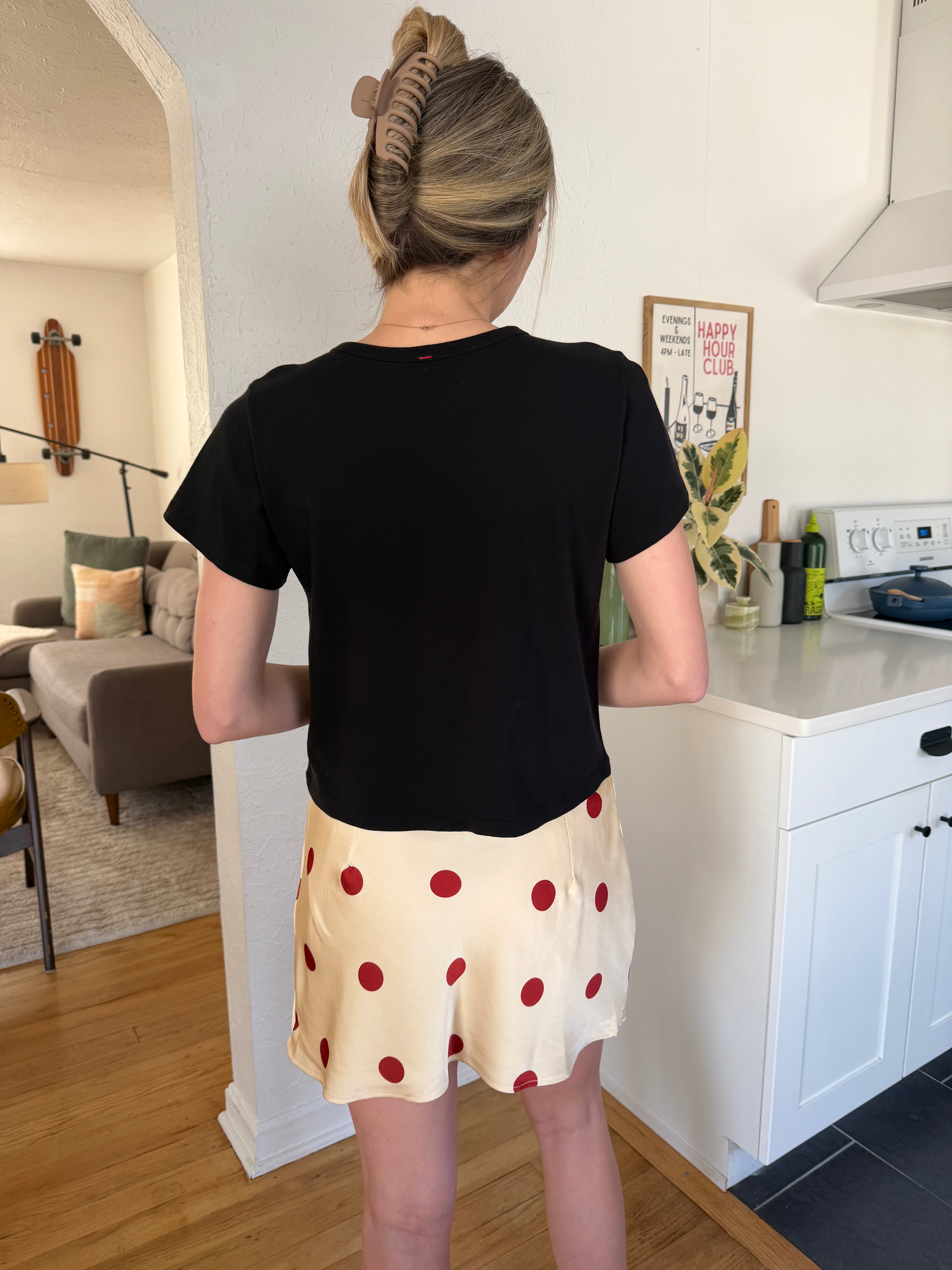 Bailey Rose Fallon Red Polka Dot Satin Mini Skirt