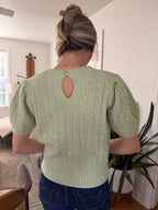 PINCH Freya Cable Knit Short Sleeve Sweater (Sage)