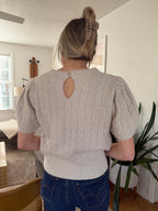 PINCH Freya Cable Knit Short Sleeve Sweater (Cream)