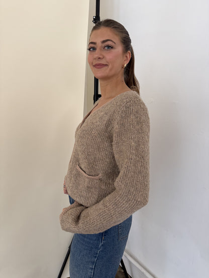 FRNCH Morgan Wool Boucle Buttoned Cardigan Top