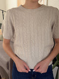 PINCH Freya Cable Knit Short Sleeve Sweater (Cream)