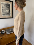 Things Between Frida Beige Flower Button Knit Cardigan Top