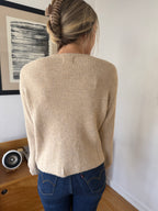 Things Between Frida Beige Flower Button Knit Cardigan Top