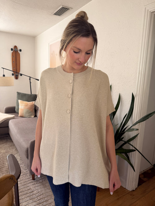 PINCH Gabriela Oat Open Front Knit Cardigan Top