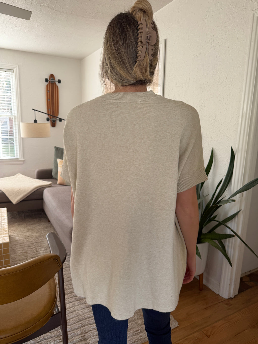 PINCH Gabriela Oat Open Front Knit Cardigan Top