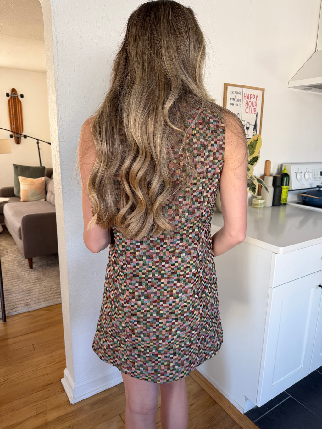 FRNCH Harlow Checkered Jacquard Tank Mini Dress