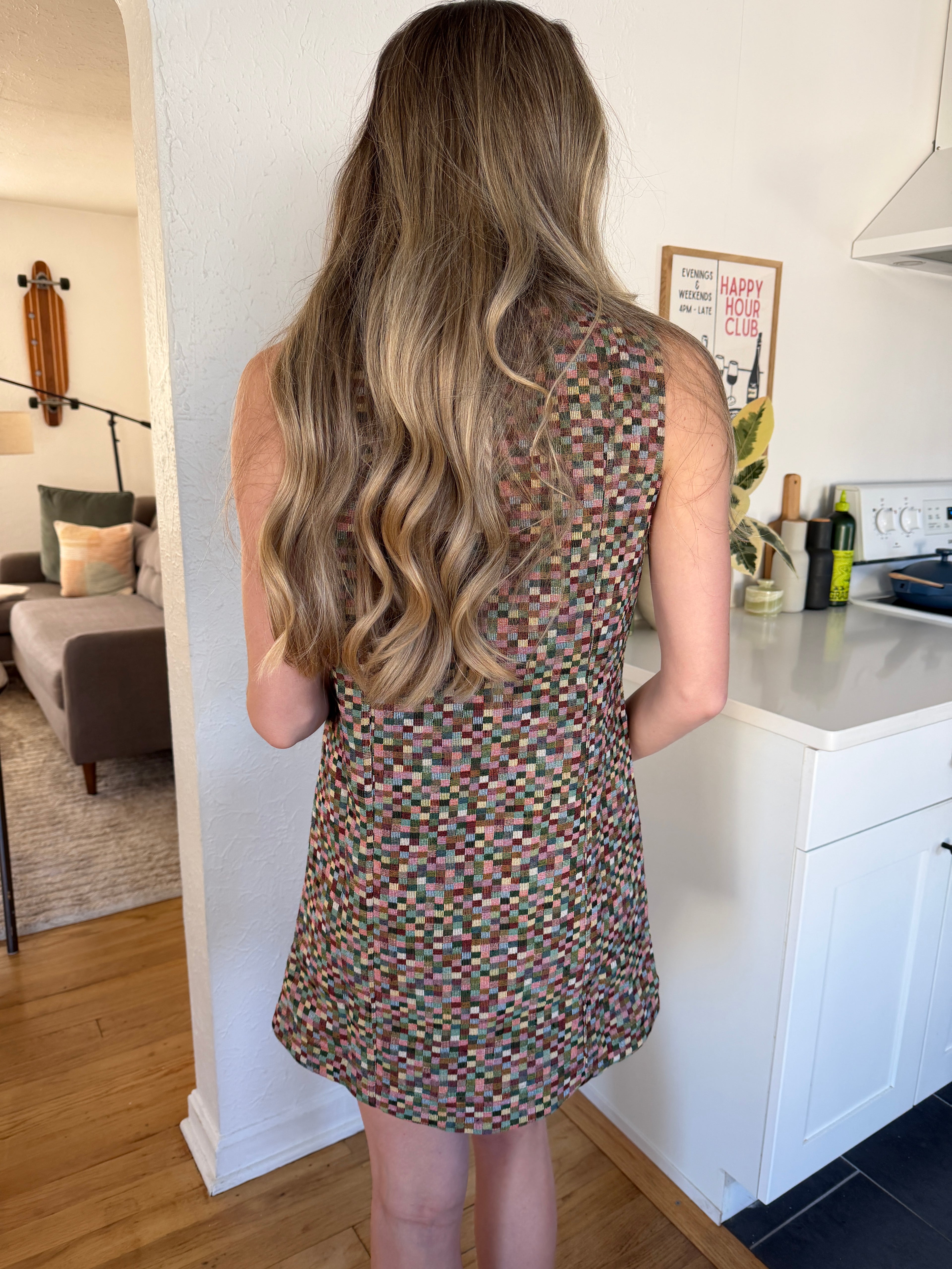 FRNCH Harlow Checkered Jacquard Tank Mini Dress