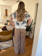 FRNCH Harley Khaki Wide Leg Pleated Trouser Pants