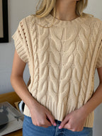 Harper Cream Cable Knit Short Sleeve Top