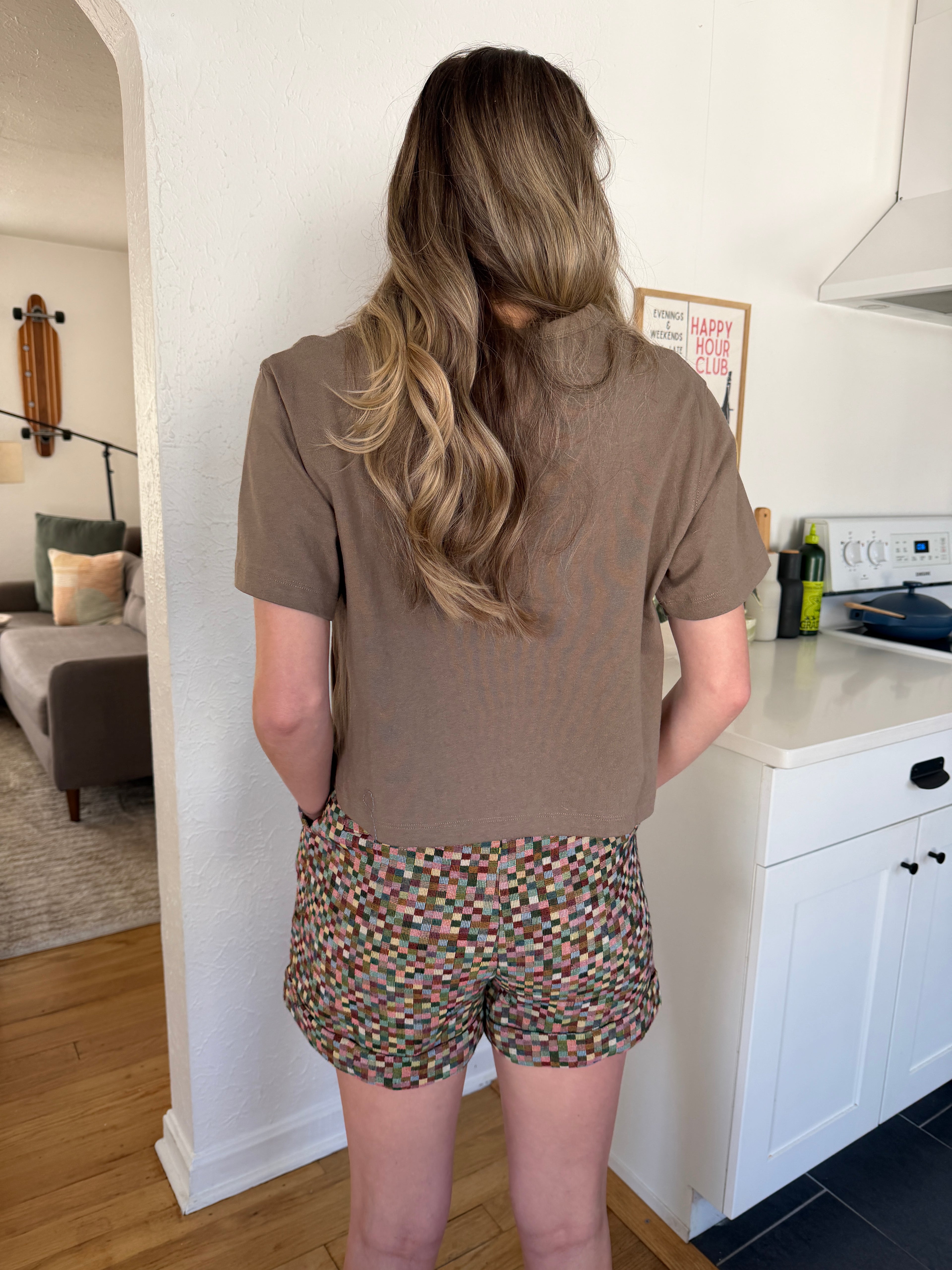 FRNCH Harlow Checkered Jacquard Wide Leg Shorts