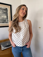 Things Between Hattie Polka Dot Sleeveless Tank Top (White)