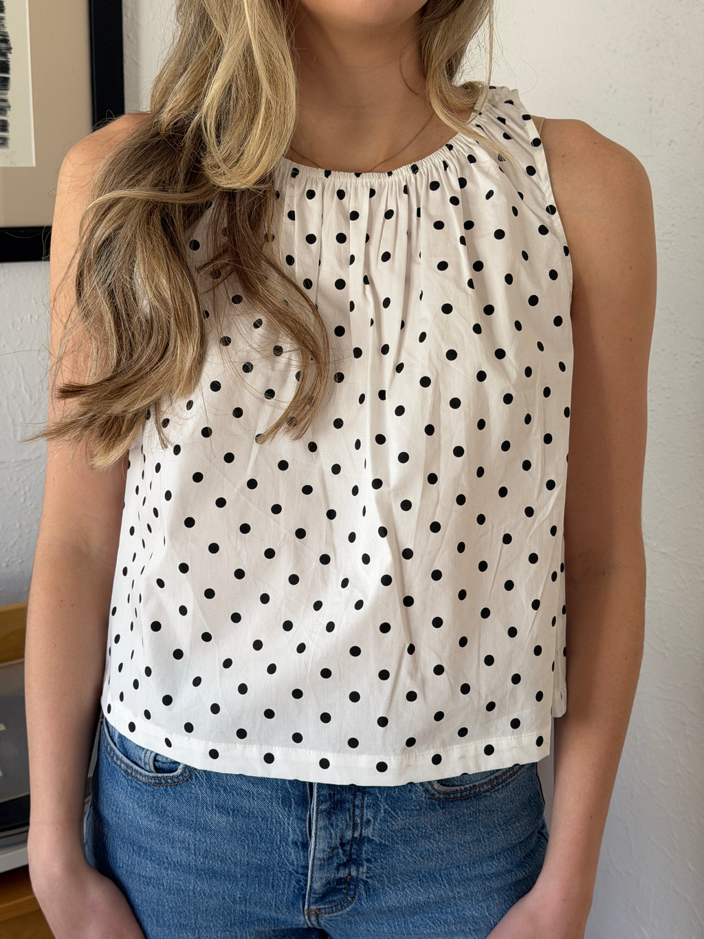 Things Between Hattie Polka Dot Sleeveless Tank Top (White)