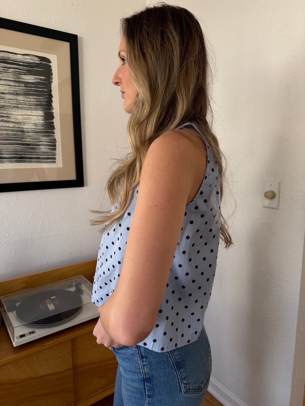 Things Between Hattie Polka Dot Sleeveless Tank Top (Blue)