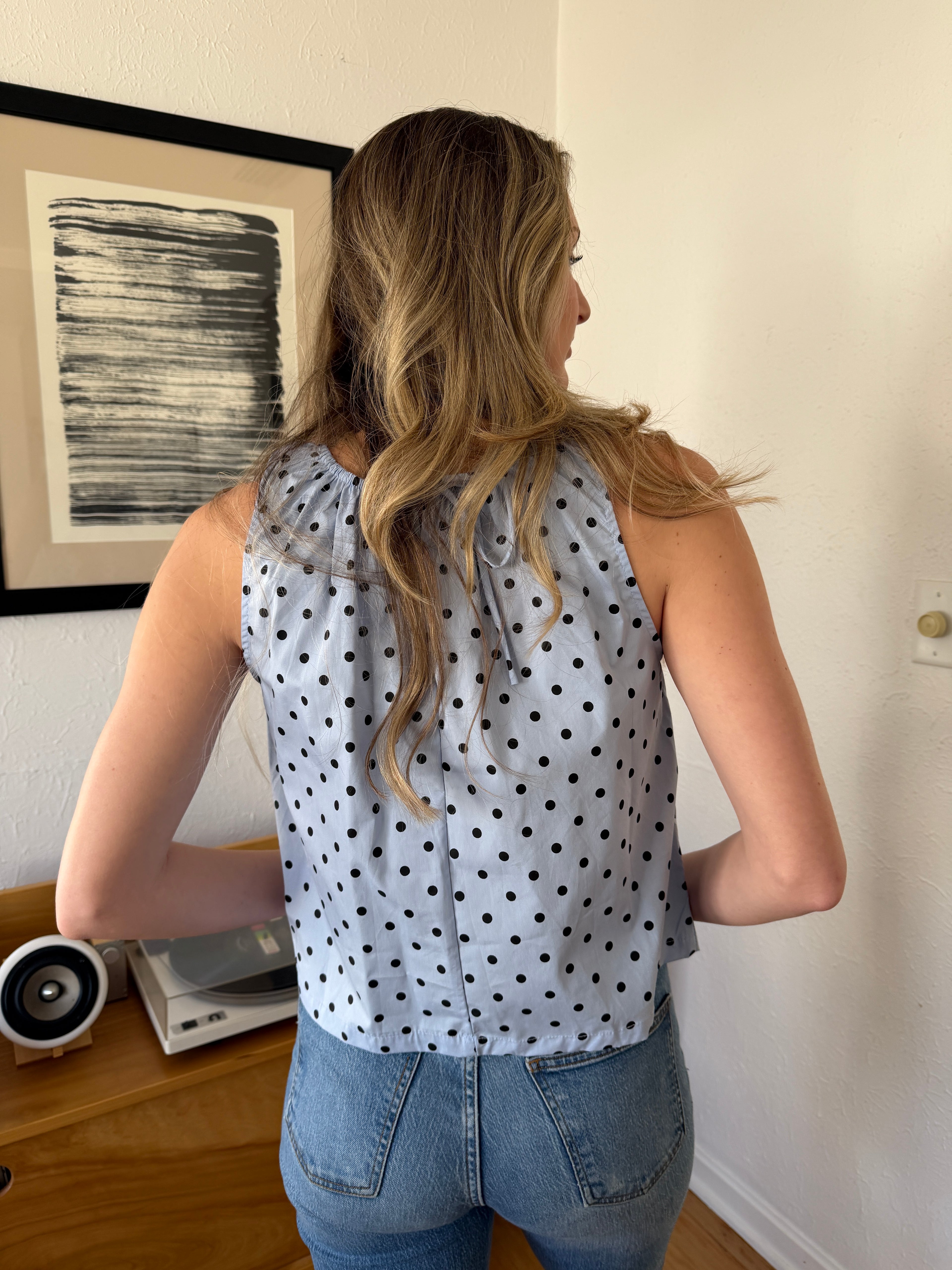 Things Between Hattie Polka Dot Sleeveless Tank Top (Blue)