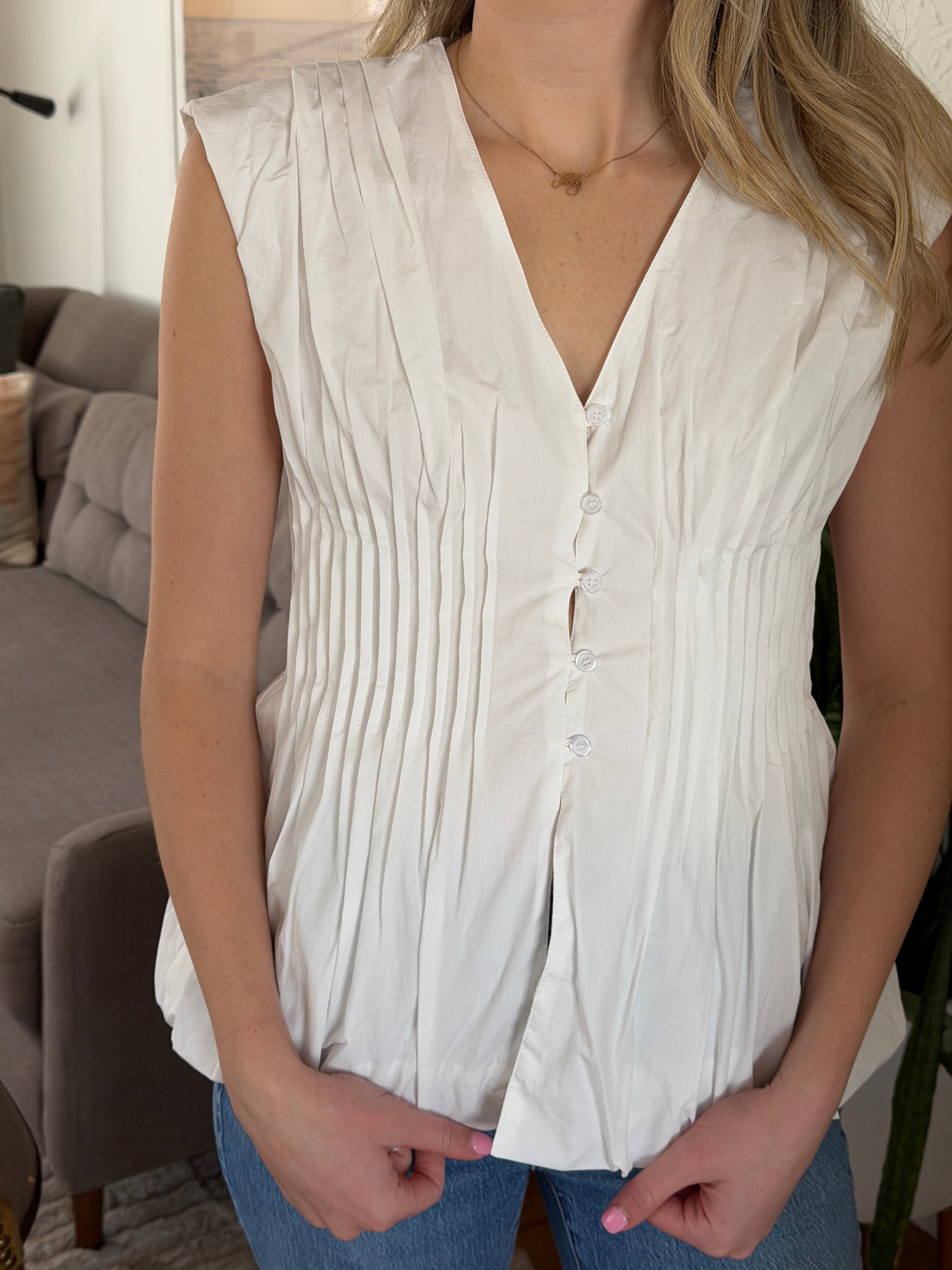 Hope White Peplum Buttoned Longline Top