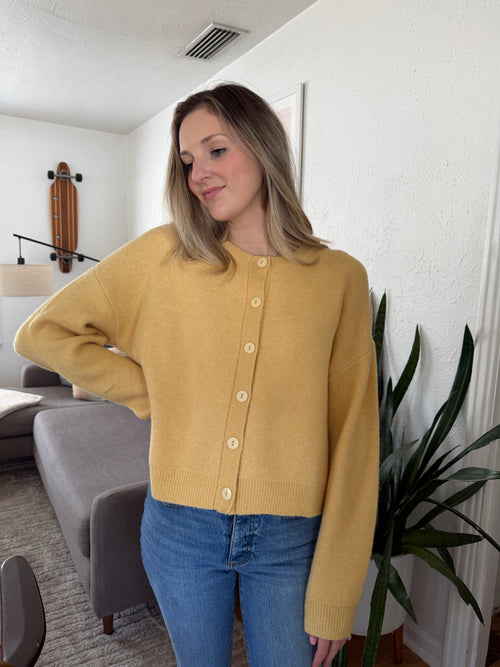 Things Between Hayes Soft Knit Buttoned Cardigan (Yellow)