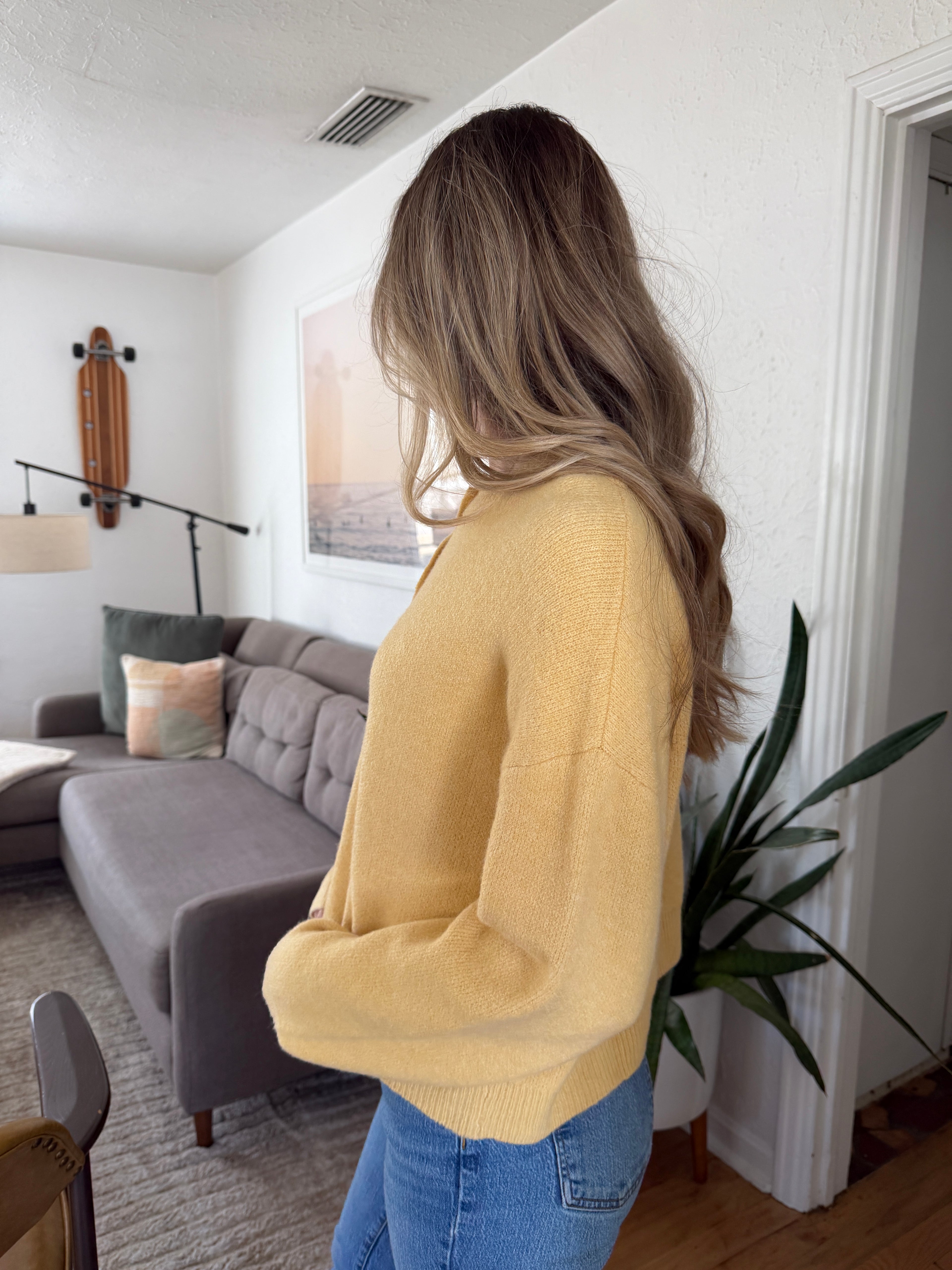 Things Between Hayes Soft Knit Buttoned Cardigan (Yellow)