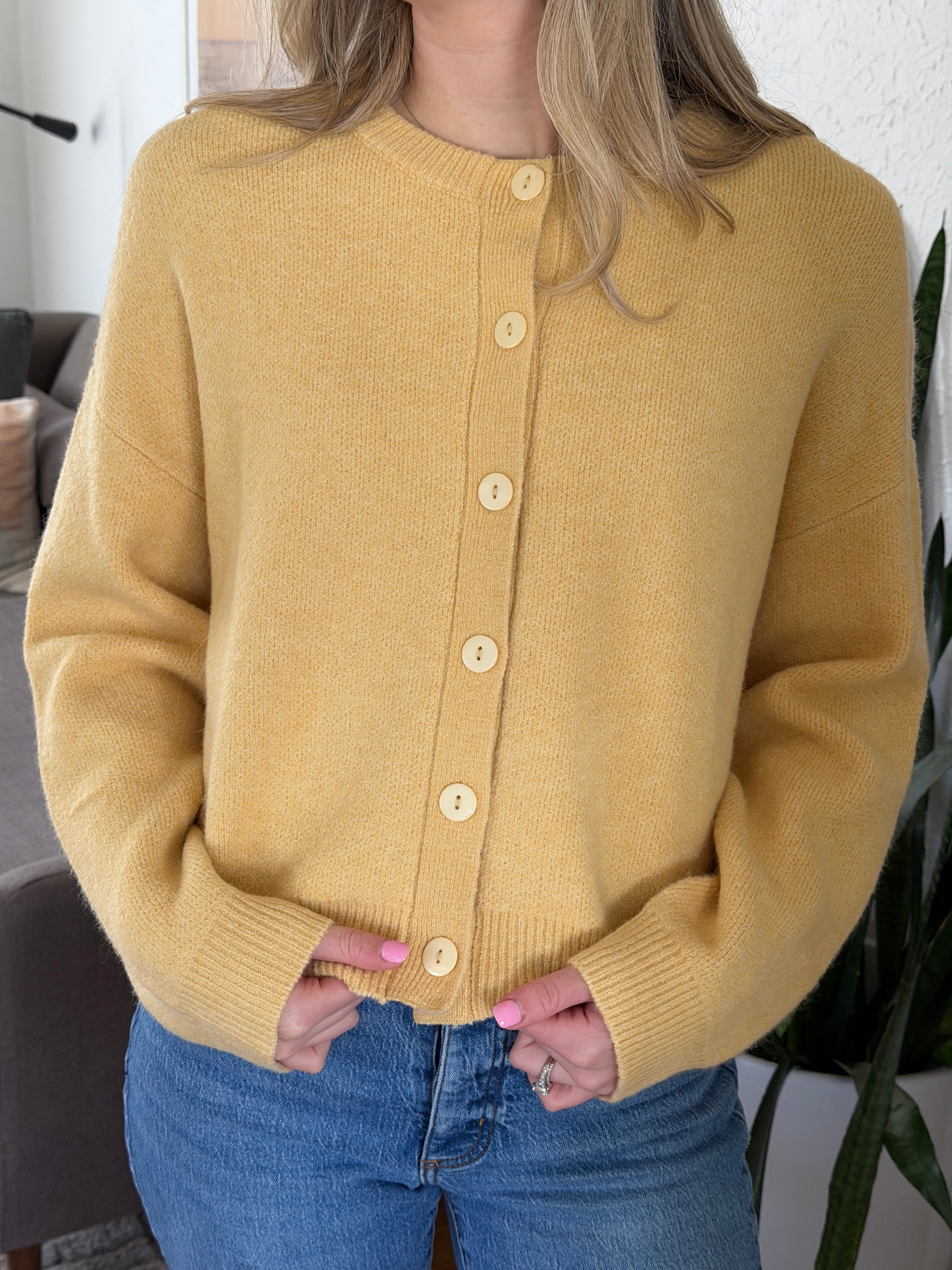 Things Between Hayes Soft Knit Buttoned Cardigan (Yellow)