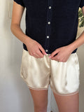 Things Between Jayce Cream Lace Trim Satin Shorts