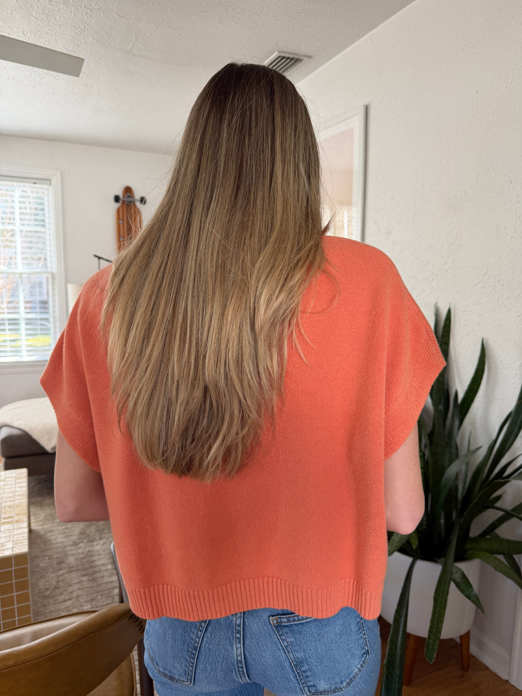 PINCH Heidi Boxy Knit Sleeveless Top (Coral)