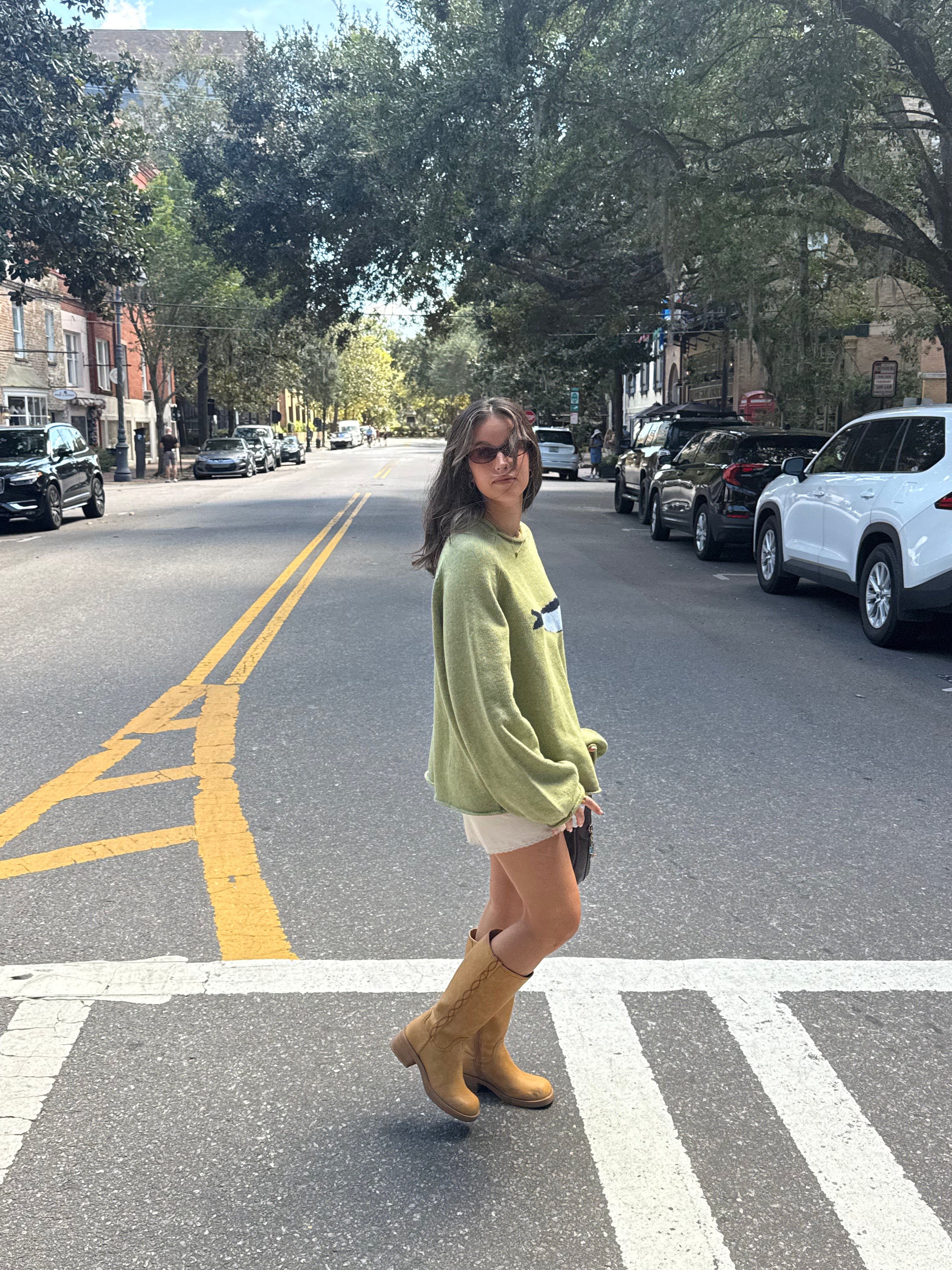 Things Between Poppy Sardine Green Knit Oversized Sweater