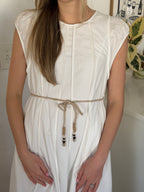 PINCH Kameron Cotton Rope Belt Short Sleeve Midi Dress (White)