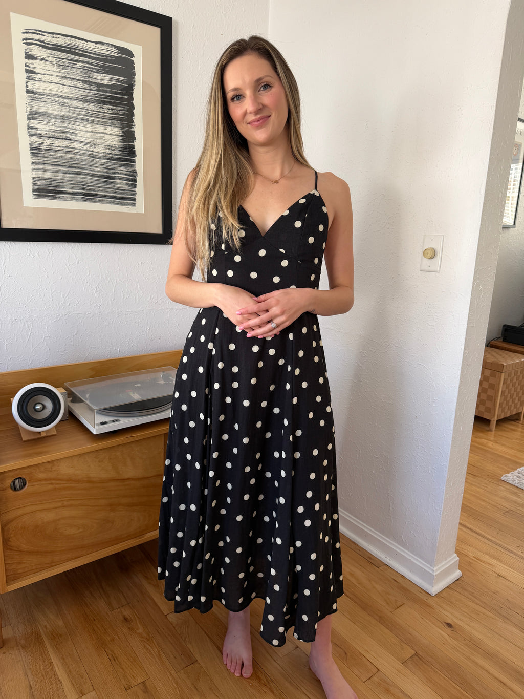 Kaylie Black Polka Dot Sleeveless Maxi Dress