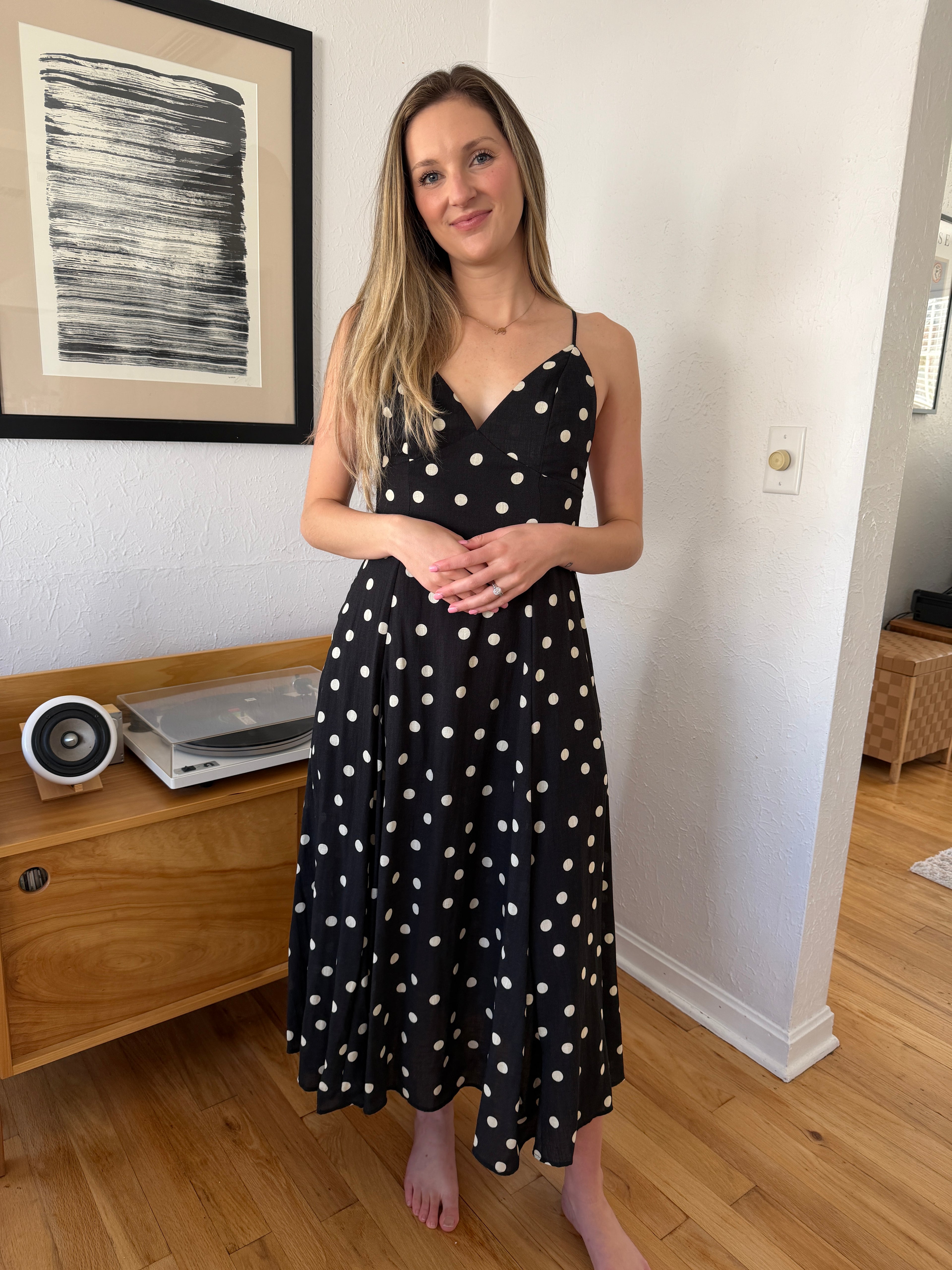 Kaylie Black Polka Dot Sleeveless Maxi Dress