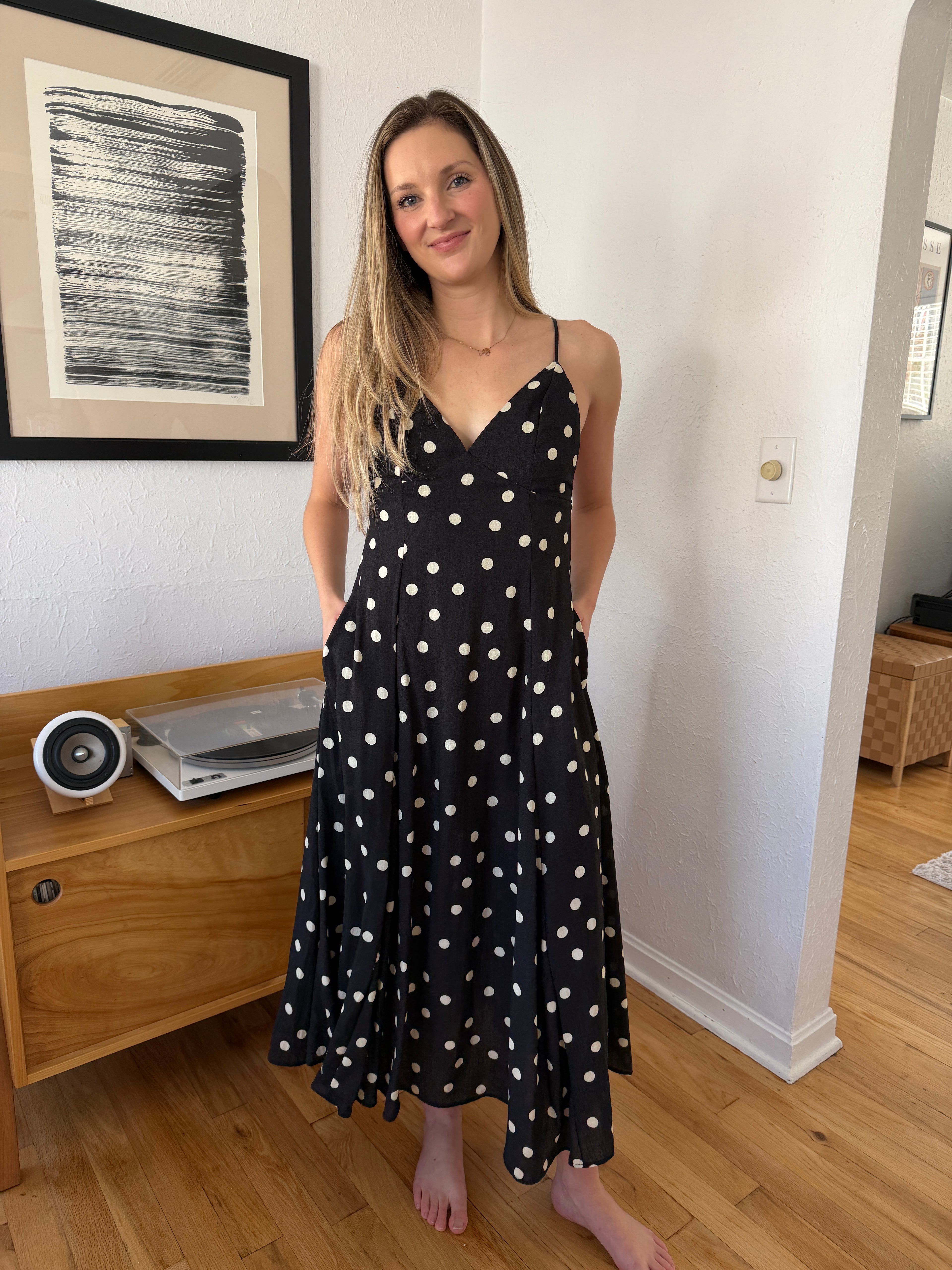 Kaylie Black Polka Dot Sleeveless Maxi Dress